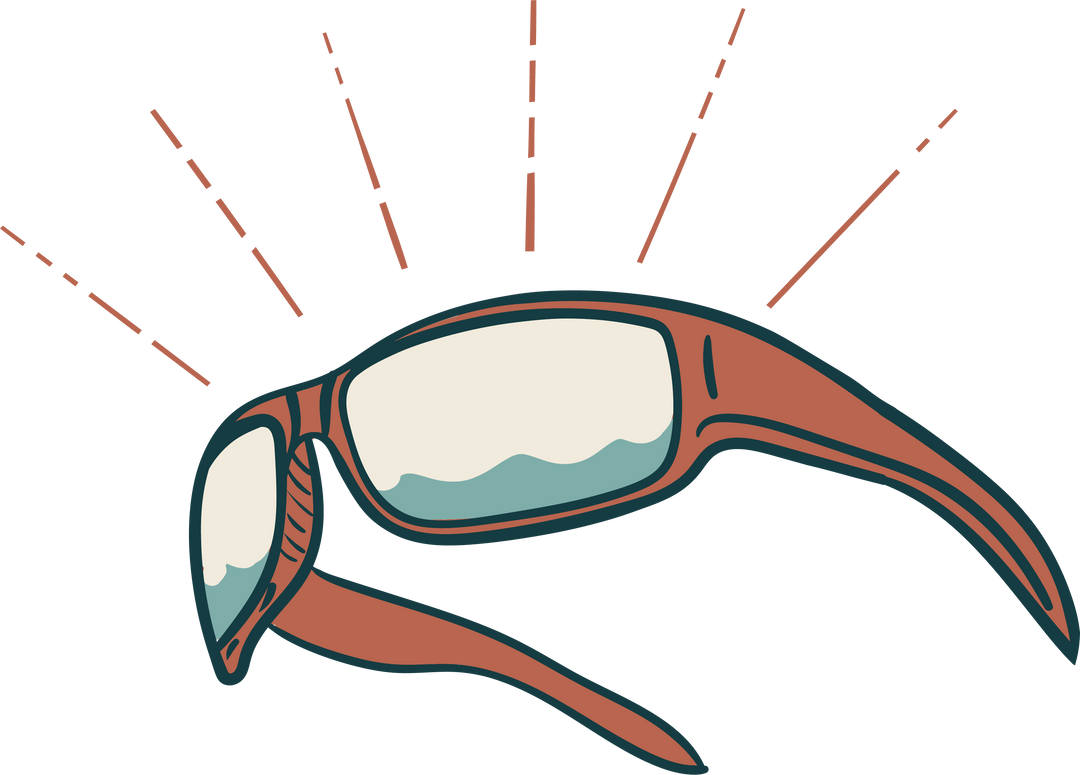 Rheos floating sunglasses with the sun overhead